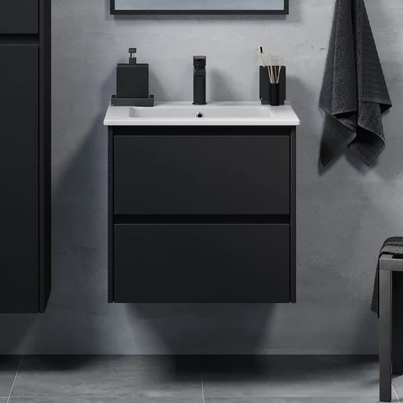 Bathroom vanity with sink LYKE 60 cm black