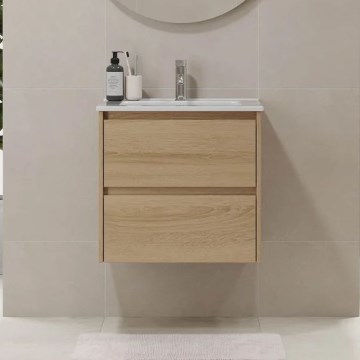 Bathroom vanity with sink MOLDE 60x55x46 cm Oak
