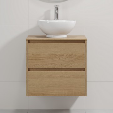Bathroom vanity with sink TRONDHEIM/DRAMMEN 60x57x46 cm oak/white