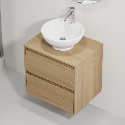 Bathroom vanity with sink TRONDHEIM/DRAMMEN 60x57x46 cm oak/white