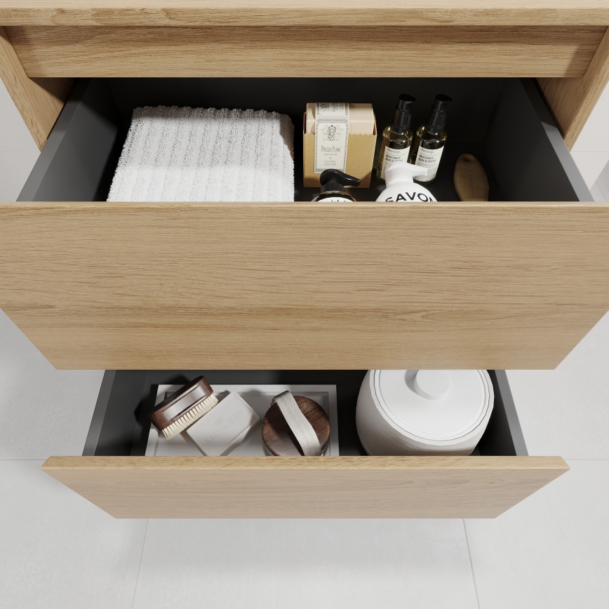 Bathroom vanity with sink TRONDHEIM/DRAMMEN 60x57x46 cm oak/white