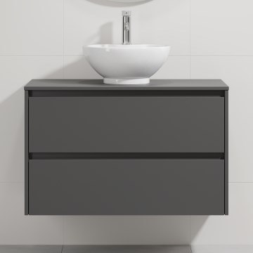 Bathroom vanity with sink TRONDHEIM/DRAMMEN 90x57x46 cm anthracite/white