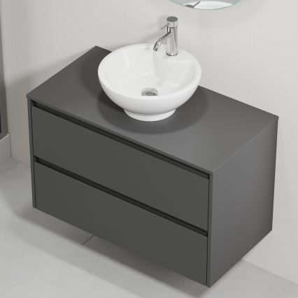 Bathroom vanity with sink TRONDHEIM/DRAMMEN 90x57x46 cm anthracite/white