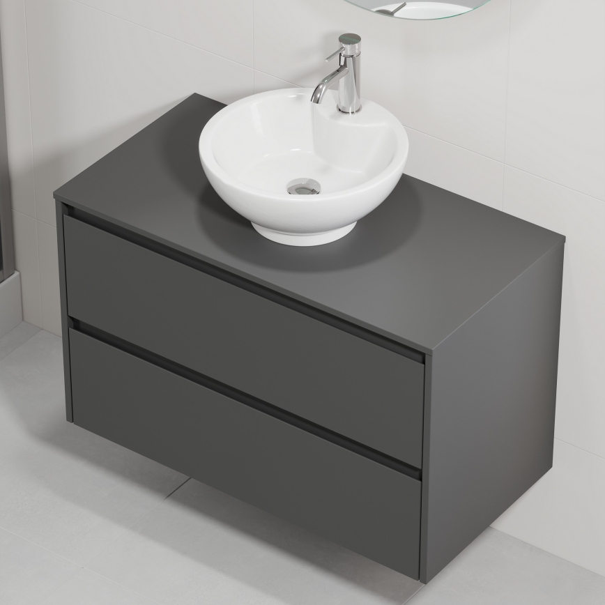 Bathroom vanity with sink TRONDHEIM/DRAMMEN 90x57x46 cm anthracite/white