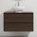 Bathroom vanity with sink TRONDHEIM/DRAMMEN 90x57x46 cm walnut/white