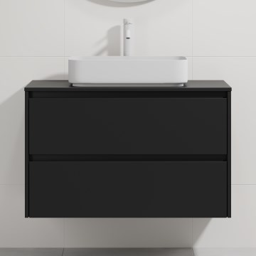 Bathroom Vanity with Sink TRONDHEIM/LJORDAL 90x57x46 cm Black/White