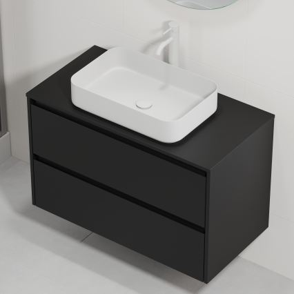 Bathroom Vanity with Sink TRONDHEIM/LJORDAL 90x57x46 cm Black/White
