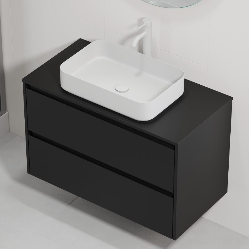 Bathroom Vanity with Sink TRONDHEIM/LJORDAL 90x57x46 cm Black/White