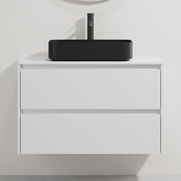 Bathroom vanity with sink TRONDHEIM/LJORDAL 90x57x46 cm white/black