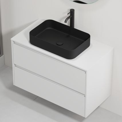 Bathroom vanity with sink TRONDHEIM/LJORDAL 90x57x46 cm white/black