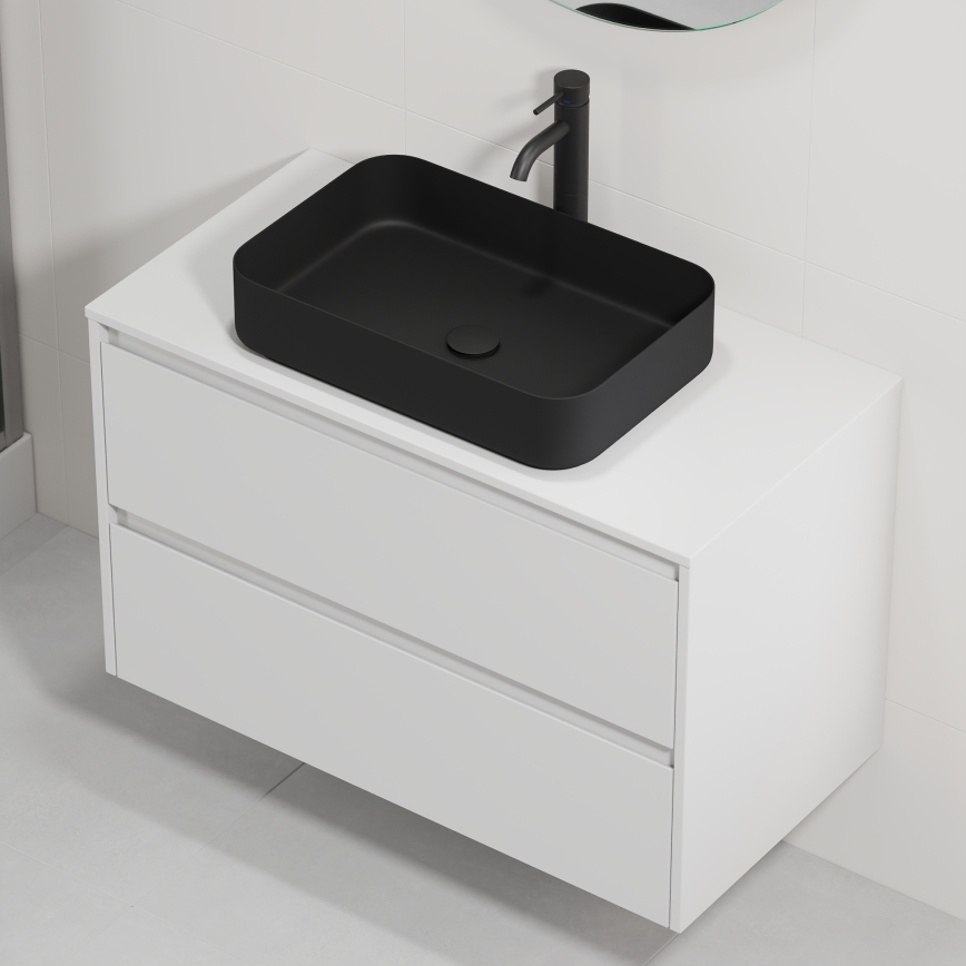 Bathroom vanity with sink TRONDHEIM/LJORDAL 90x57x46 cm white/black