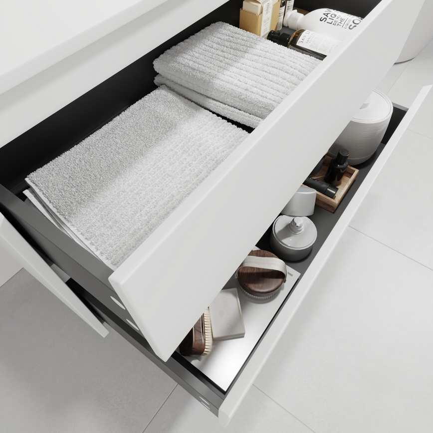 Bathroom vanity with sink TRONDHEIM/LJORDAL 90x57x46 cm white/black