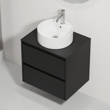 Bathroom vanity with sink TRONDHEIM/VIKEDAL 60x57x46 cm black/white