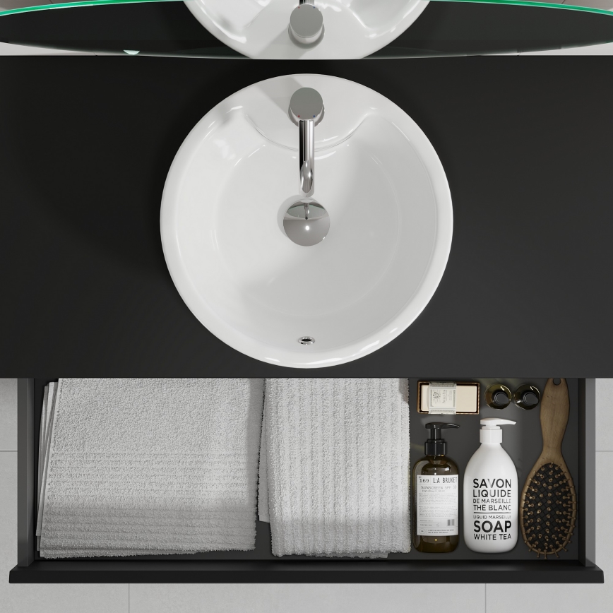Bathroom vanity with sink TRONDHEIM/VIKEDAL 60x57x46 cm black/white