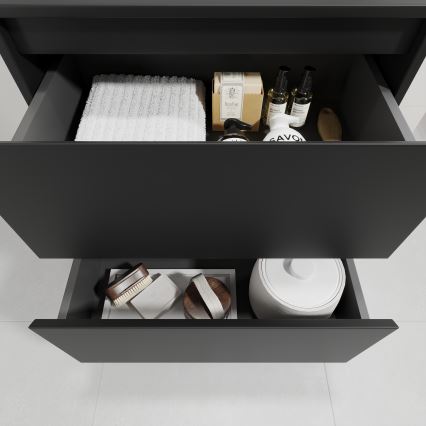 Bathroom vanity with sink TRONDHEIM/VIKEDAL 60x57x46 cm black/white