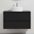 Bathroom vanity with sink TRONDHEIM/VIKEDAL 90x57x46 cm black/white