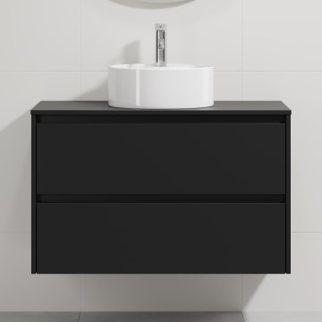 Bathroom vanity with sink TRONDHEIM/VIKEDAL 90x57x46 cm black/white