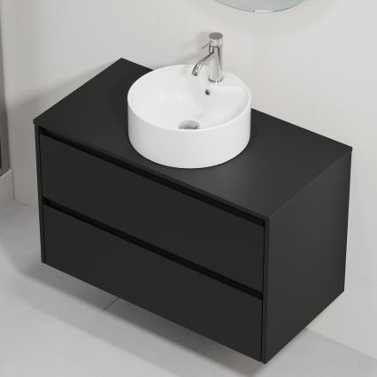 Bathroom vanity with sink TRONDHEIM/VIKEDAL 90x57x46 cm black/white