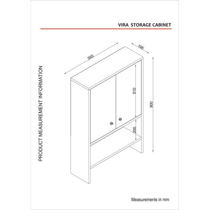 Bathroom wall cabinet VIRA 90x59 cm white