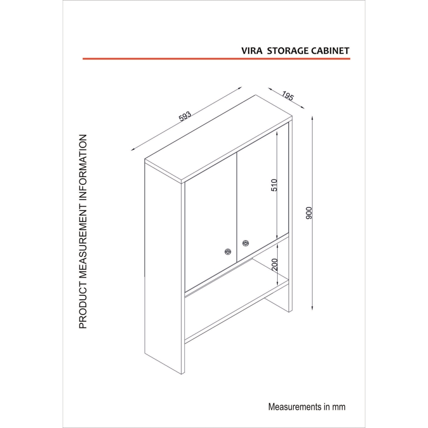 Bathroom wall cabinet VIRA 90x59 cm white