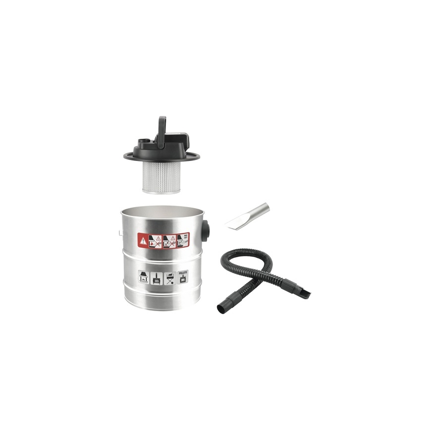 Battery-powered ash vacuum cleaner with HEPA filter 12 l 110W/18V 2000 mAh matte chrome
