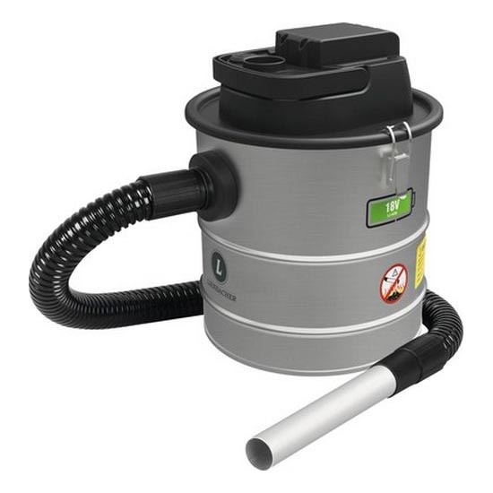 Battery-powered ash vacuum cleaner with HEPA filter 12 l 110W/18V 2000 mAh matte chrome