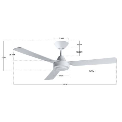 BAYSIDE 213015 - Ceiling fan CALYPSO white