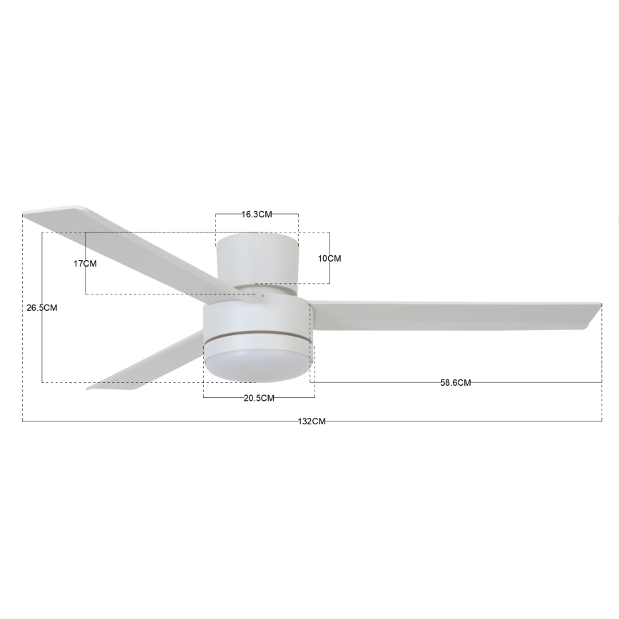 BAYSIDE 213036 - LED Ceiling fan LAGOON GX53/17W/230V white + remote control