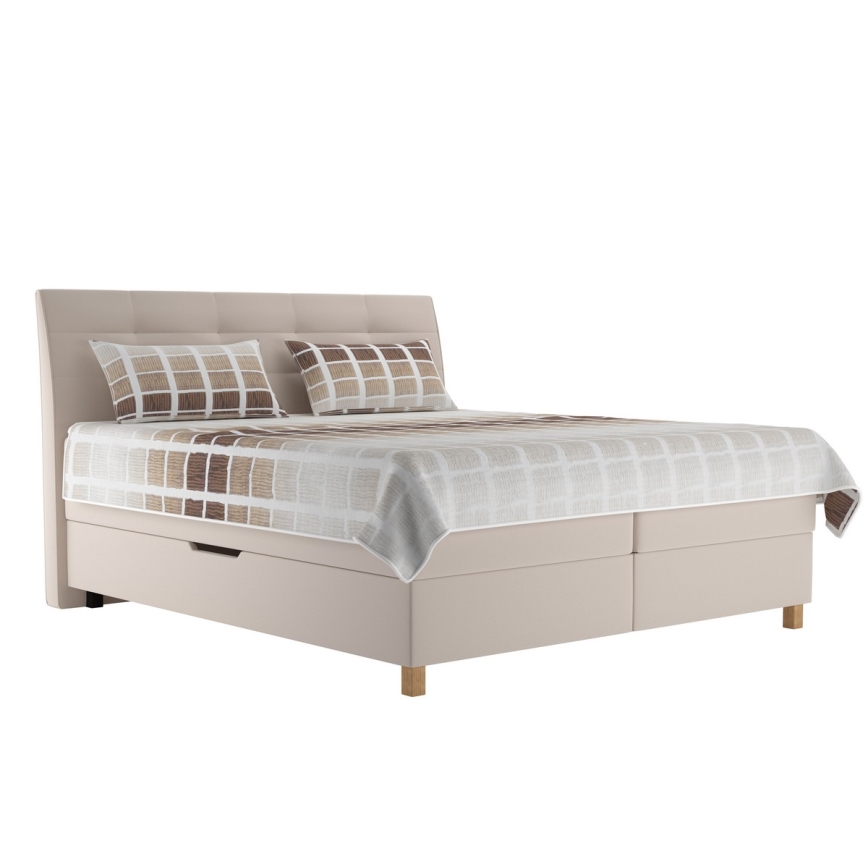 BEA Boxspring Bed with Mattress, 160x200 cm, Beige