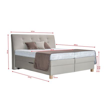 BEA Boxspring Bed with Mattress, 160x200 cm, Beige