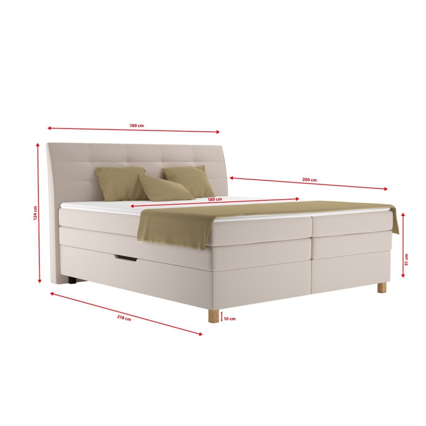 BEA Boxspring bed with mattress 180x200 cm beige