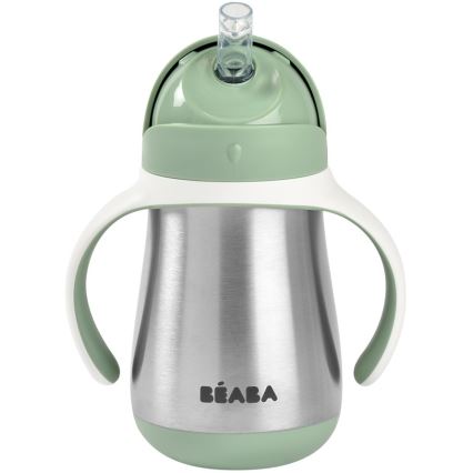 Beaba - 250 ml Insulated Cup with Straw, Green