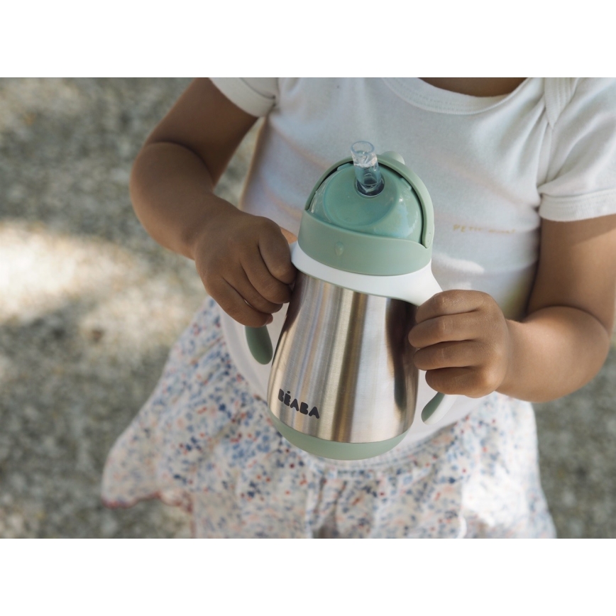 Beaba - 250 ml Insulated Cup with Straw, Green