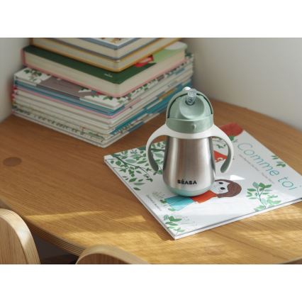 Beaba - 250 ml Insulated Cup with Straw, Green
