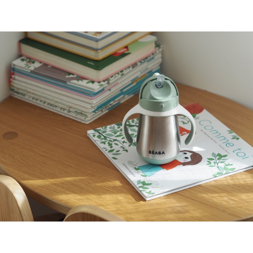 Beaba - 250 ml Insulated Cup with Straw, Green