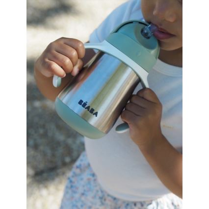 Beaba - 250 ml Insulated Cup with Straw, Green