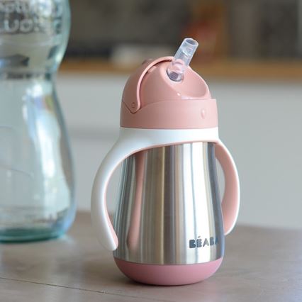 Beaba - 250 ml Insulated Straw Cup, Pink