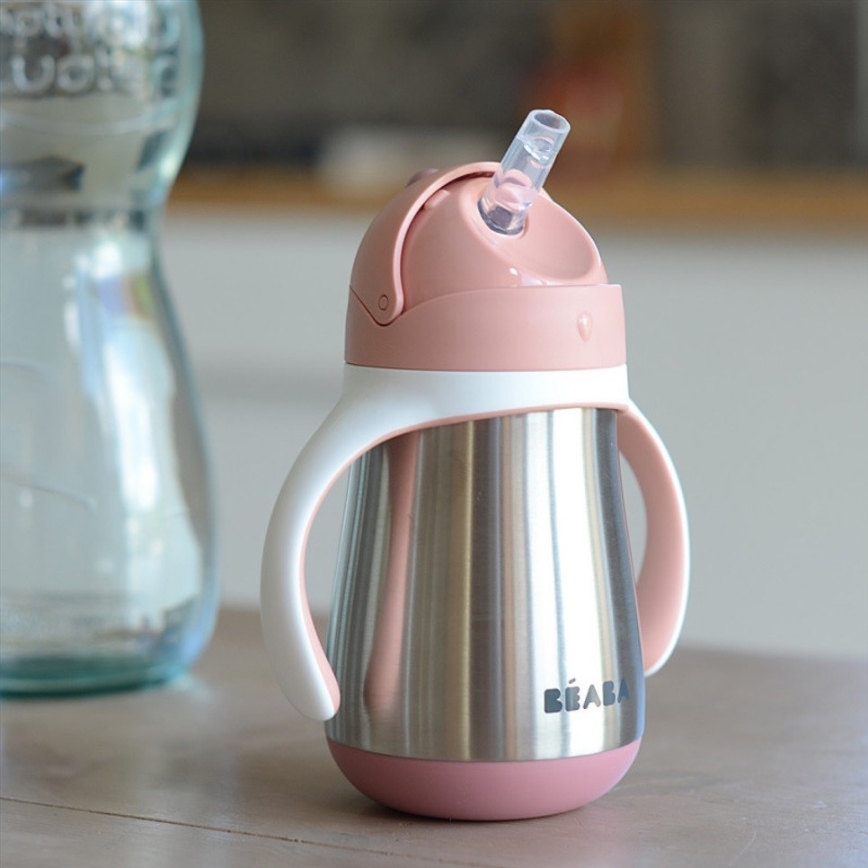 Beaba - 250 ml Insulated Straw Cup, Pink