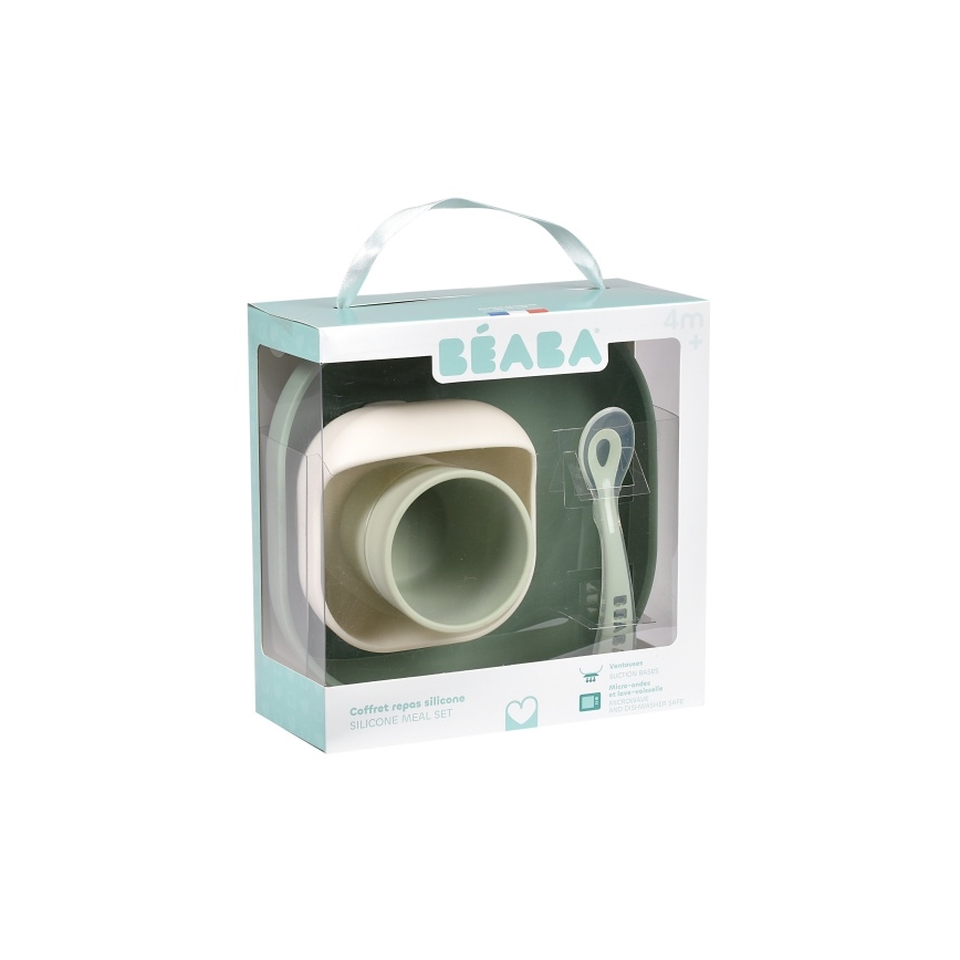 Beaba - 4-Piece Kids' Dining Set, Sage Green