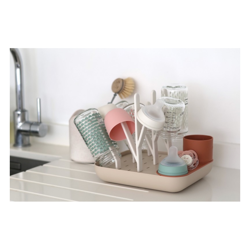 Beaba - Bottle drying rack beige/orange