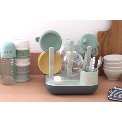 Beaba - Bottle drying rack green/grey