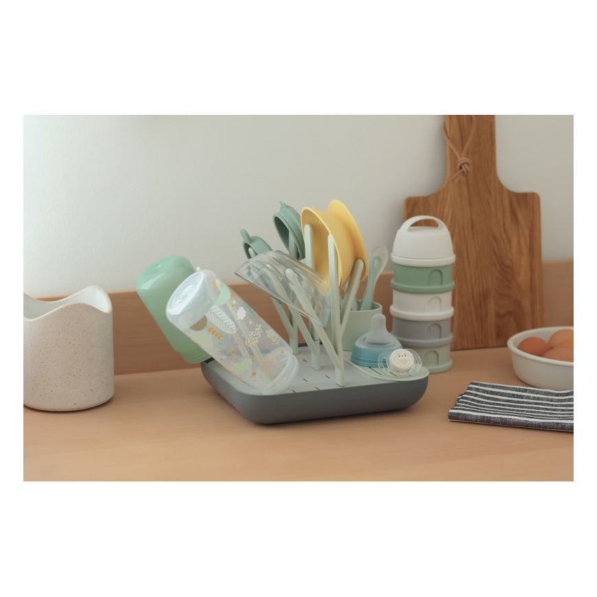 Beaba - Bottle drying rack green/grey