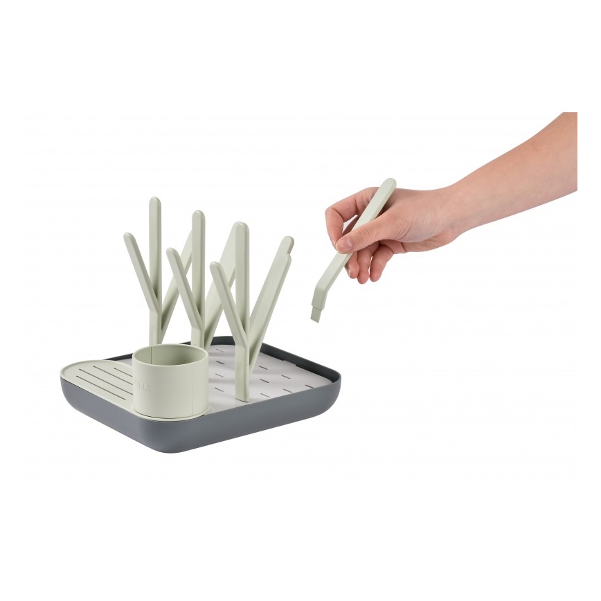 Beaba - Bottle drying rack green/grey