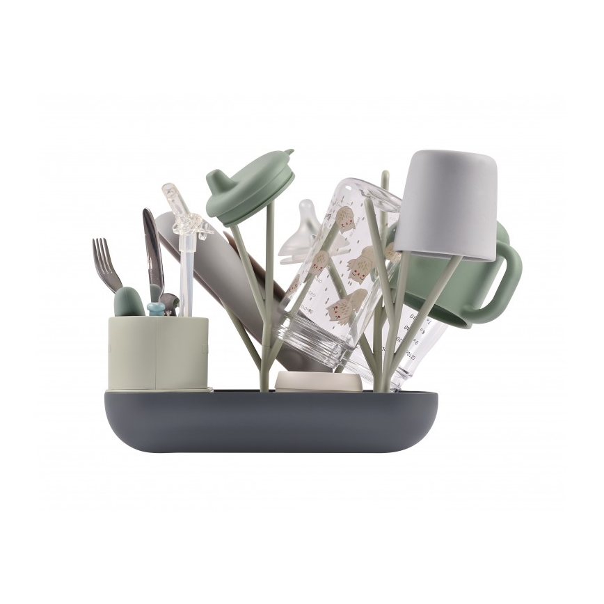 Beaba - Bottle drying rack green/grey