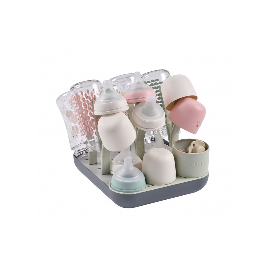 Beaba - Bottle drying rack green/grey