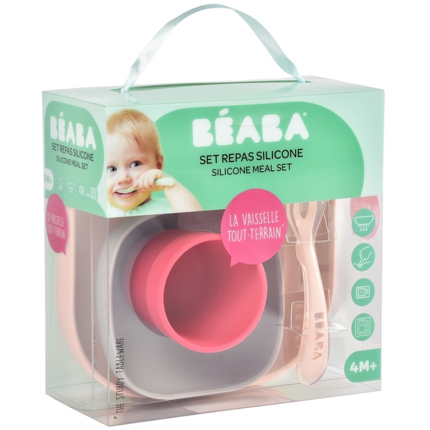Beaba - Children's dining set Pink 4 pcs
