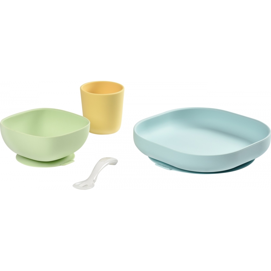 Beaba - Children's dining set Yellow 4 pcs