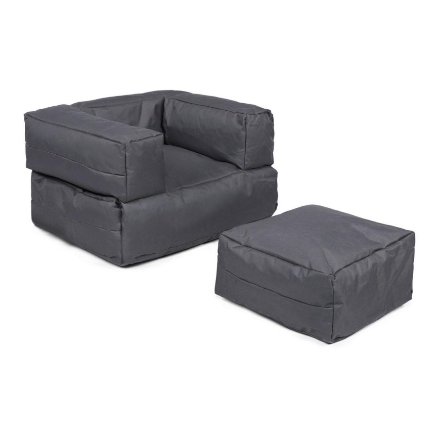 Bean bag with a footrest 65x40 cm grey