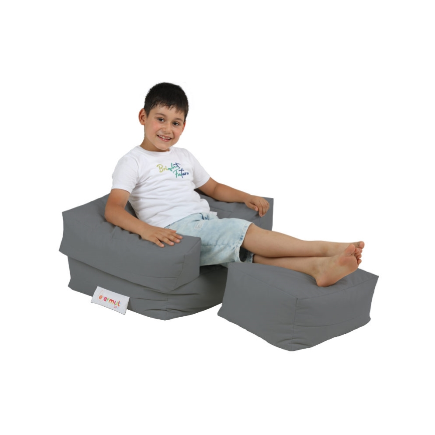 Bean bag with a footrest 65x40 cm grey
