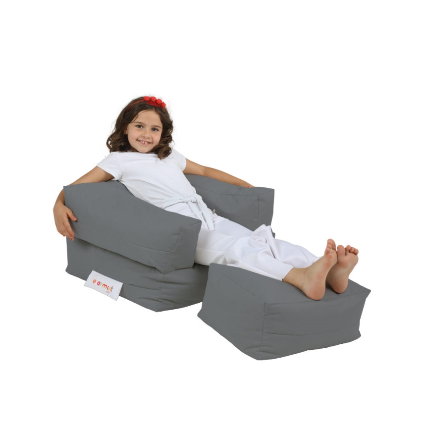 Bean bag with a footrest 65x40 cm grey